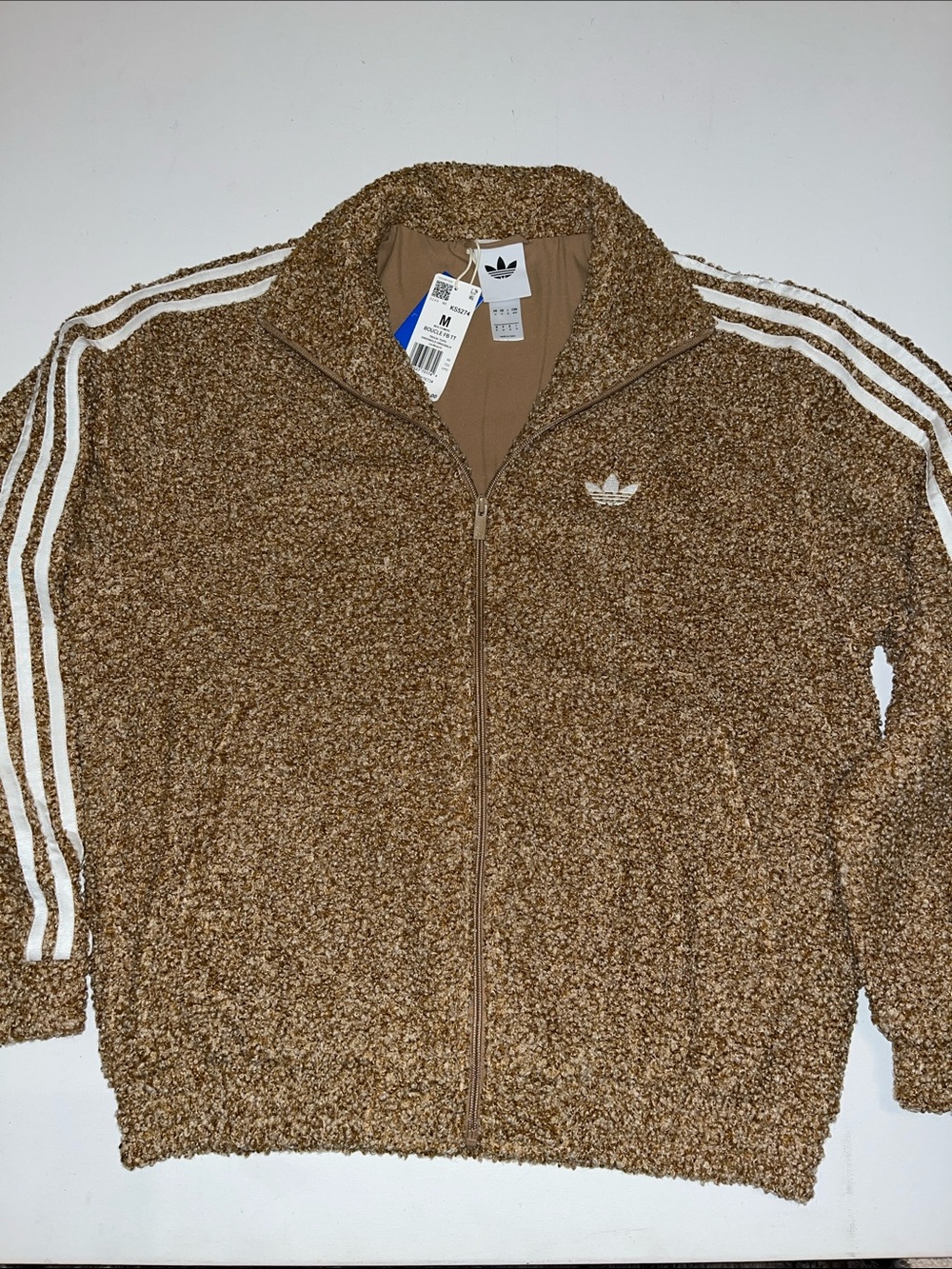 adidas Track Jacket Mens M Originals Firebird Boucle FB Brown full zip $110